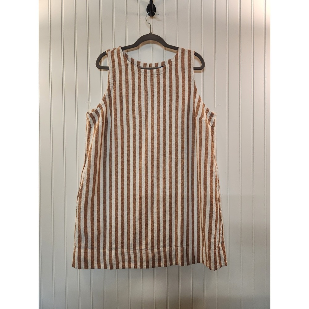Old Navy Women's Tan Stripe Linen Blend Sleeveless Shift Dress Size XL Casual